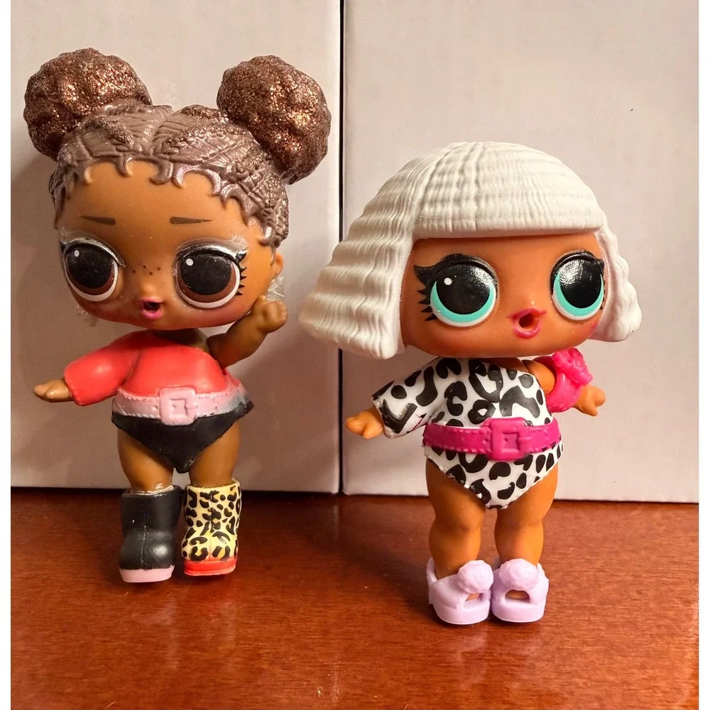 LOL Surprise Doll Lot Sis Cheer 80s BB Glitter Hair Animal Print Figures 3 Inch